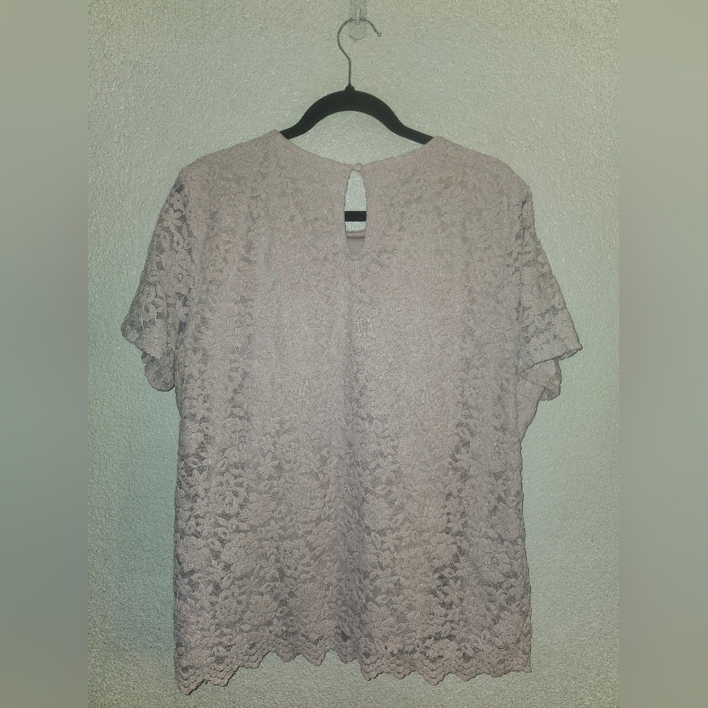 🩷EUC Teddi🧸 Rose🌹 " Lacy🌸 Keyhole Detail Lined Lace Top" Light Pink🩷 Sz XXL - Picture 9 of 12